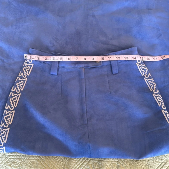 One of a kind hand made periwinkle suede like maxi skirt with side details - Picture 9 of 13